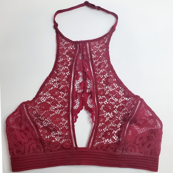 VICTORIA'S SECRET Very Sexy Floral Lace Halter Bralette -Red, Small,New with Tag - Picture 3 of 8